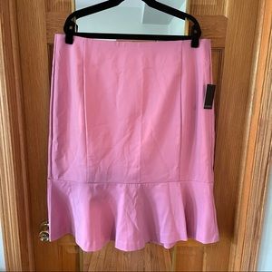 Pink Pencil Skirt with Tulip Peplum Hem